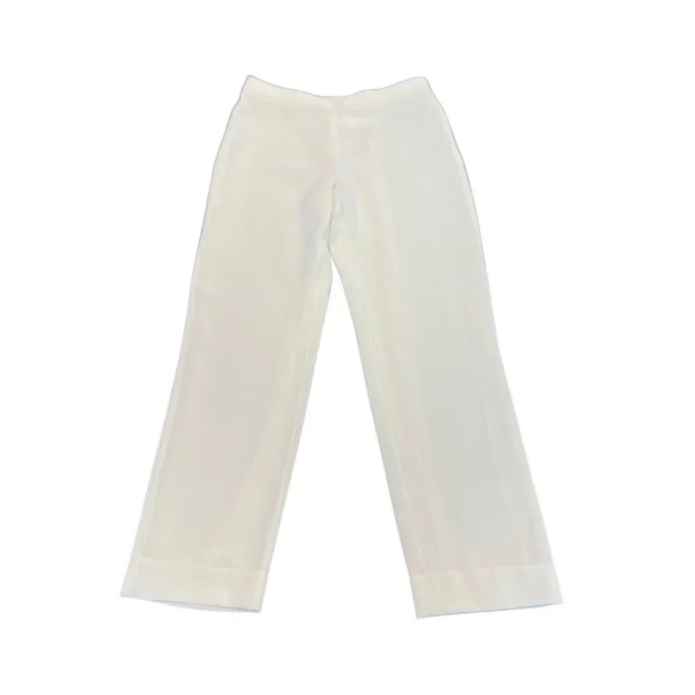 Akris Punto Women's High Waist Side Zip Lined Straight Dress Pants Ivory Size 8
